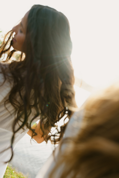 Woman illuminated by the warm summer light